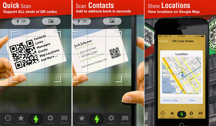 Rýchle skenovanie - Screenshot aplikácie QR Code Reader pre iPhone