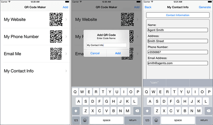 Screenshot aplikácie QR Code Maker pre iPhone