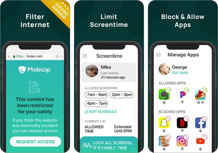 Mobicip Snimak zaslona aplikacije za roditeljski nadzor za iPhone i iPad