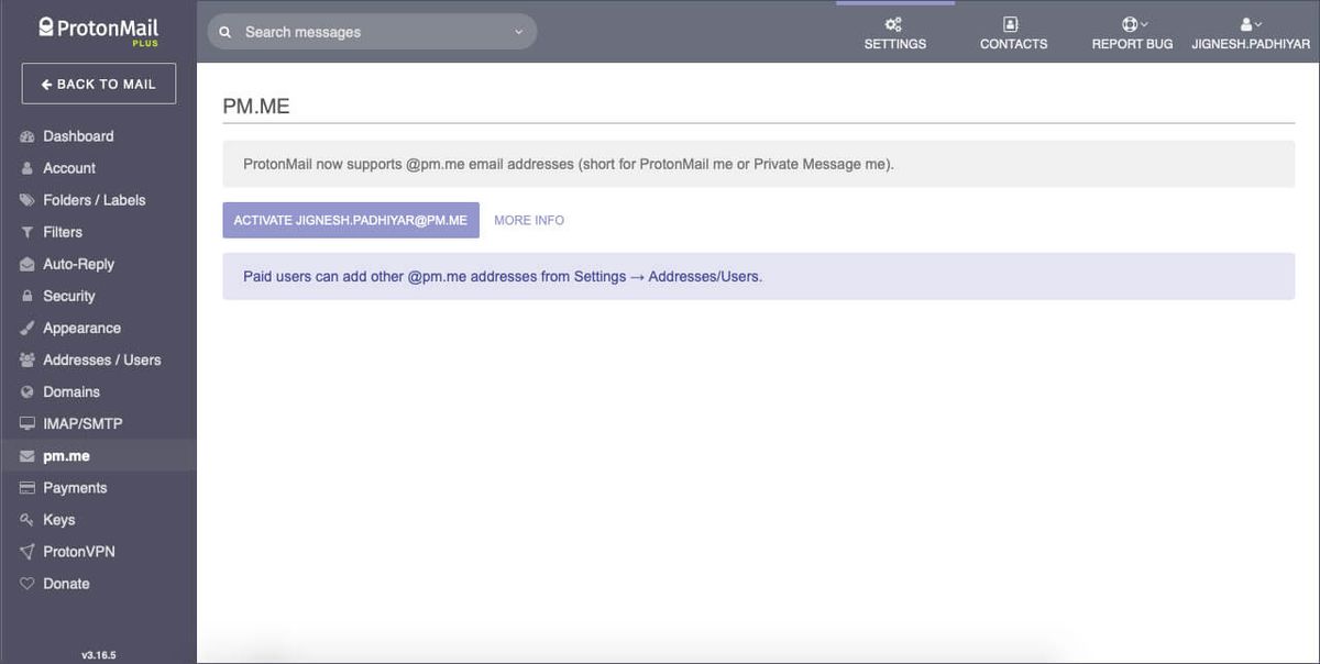 Použite skrátenú e-mailovú adresu s ProtonMail