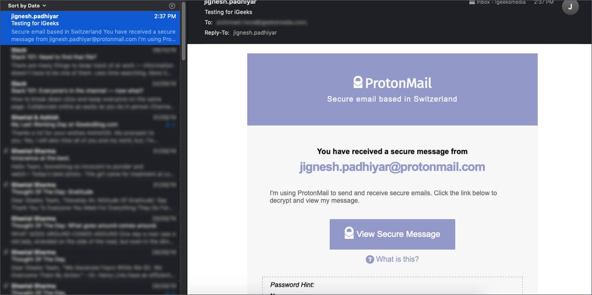 E-maily chránené heslom pomocou ProtonMail
