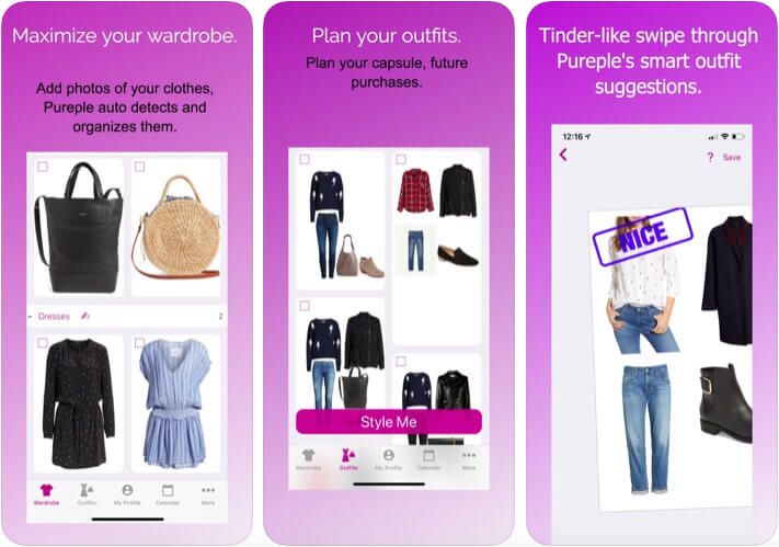 Pureple Outfit Planner Digitaler Kleiderschrank iOS App Screenshot