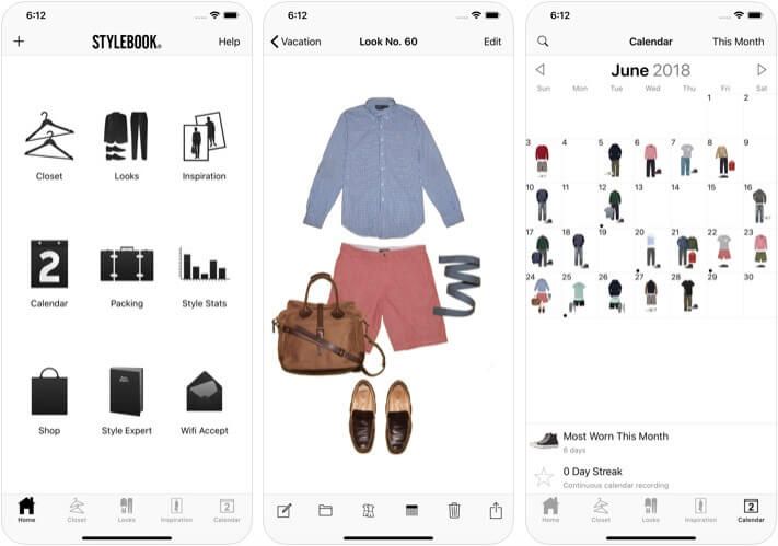 Στιγμιότυπο οθόνης εφαρμογής Stylebook Men iOS Closet Management