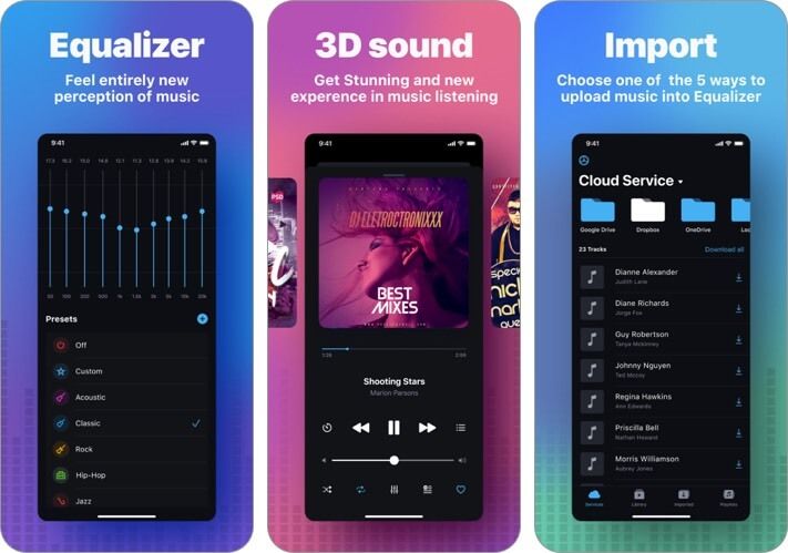 equalizer og bass booster iPhone og iPad app skjermbilde