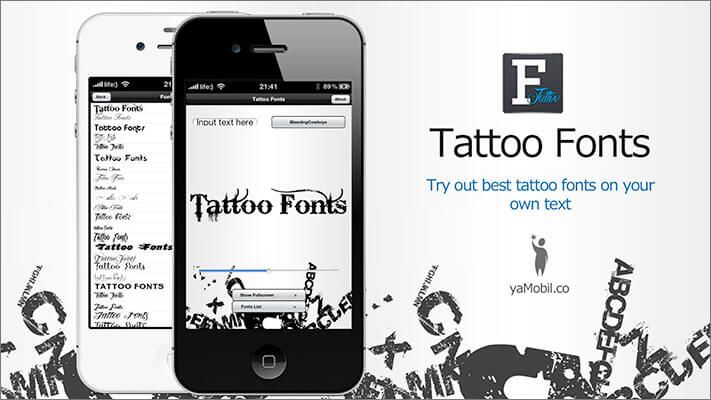 Screenshot aplikace Tattoo Fonts pro iPhone a iPad
