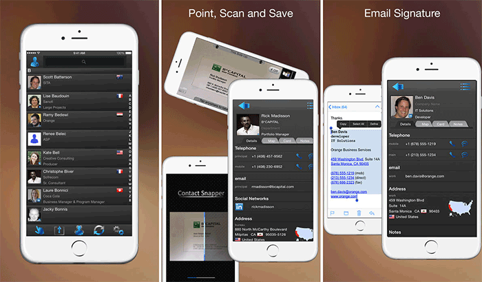 Kontakt Snapper Visittkortlesere og skannere Skjermbilde for iPhone-app