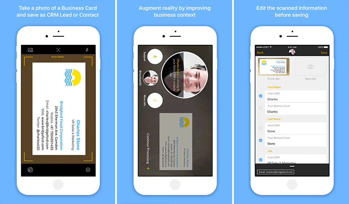 Skjermbilde for kortskanner Visittkortlesere og skannere iPhone-app