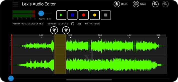Lexis Audio Editor iPhone og iPad App Skjermbilde
