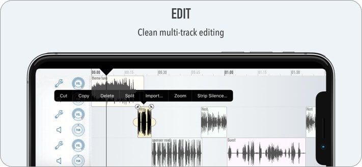 Ferrite Recording Studio iPhone og iPad Music Editor App Skjermbilde