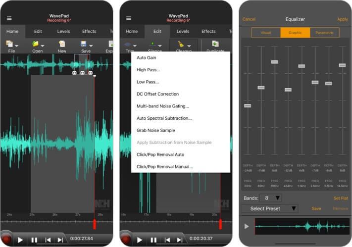 WavePad Music and Audio Editor iPhone og iPad App Skjermbilde