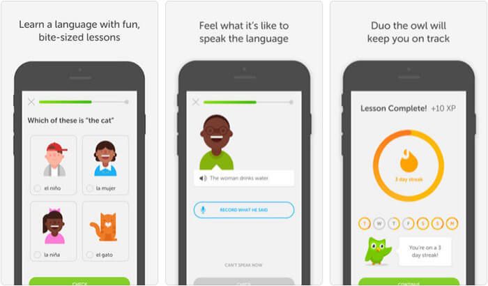 Duolingo iPhone och iPad App skärmdump