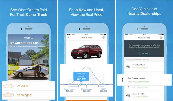 Skjermbilde av TrueCar iPhone og iPad Car Buying App