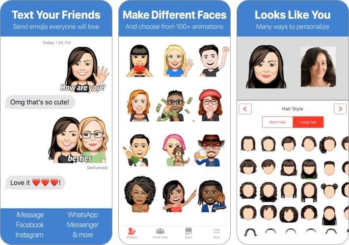 „Emoji Me Animated Faces iPhone“ ir „iPad App“ ekrano kopija