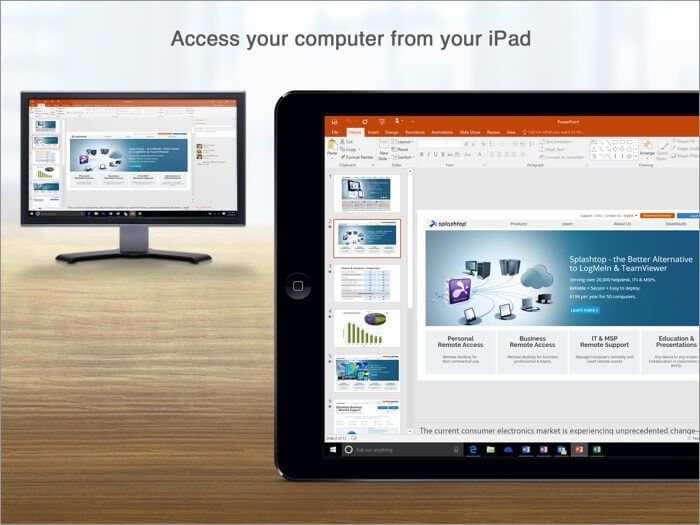 asmeninio nuotolinio darbalaukio „iPad“ ekrano kopija