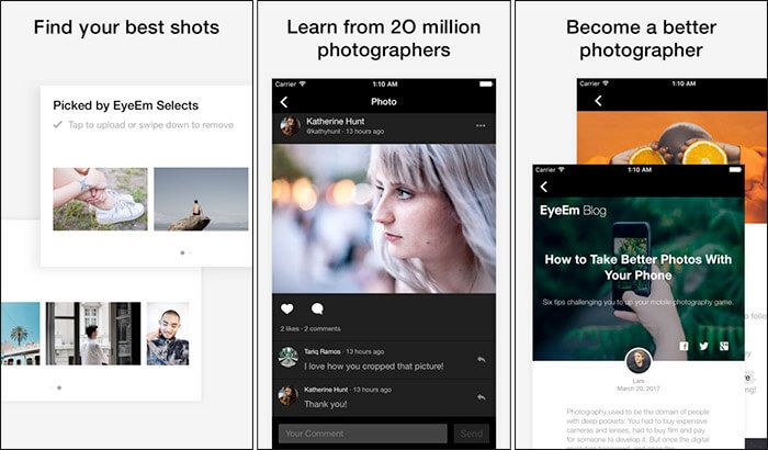 Captura de tela do aplicativo EyeEm para iPhone e iPad