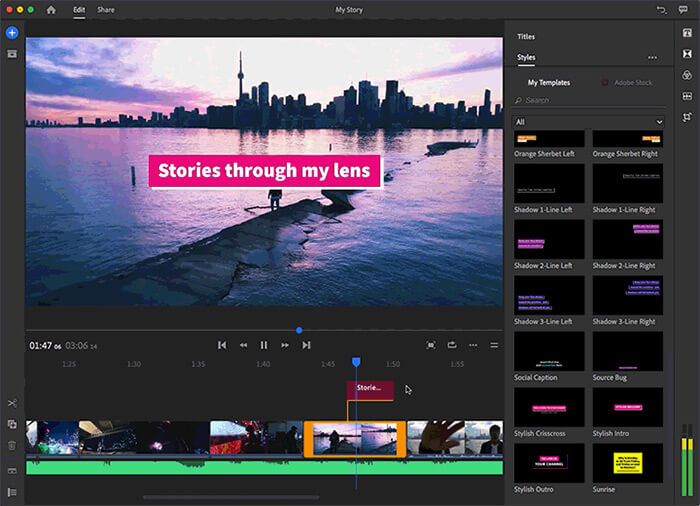 Adobe Premiere Rush Videobearbeitungssoftware für YouTube