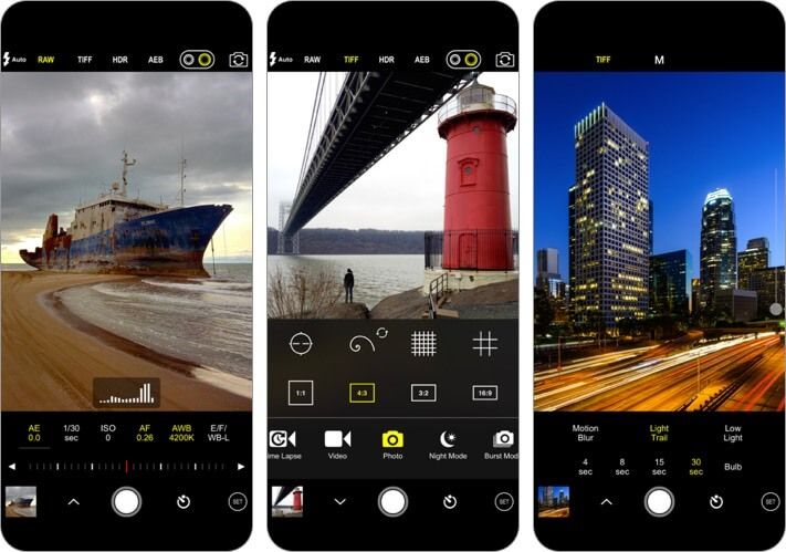 procam 7 manuell skjermbilde for iPhone-kameraapp