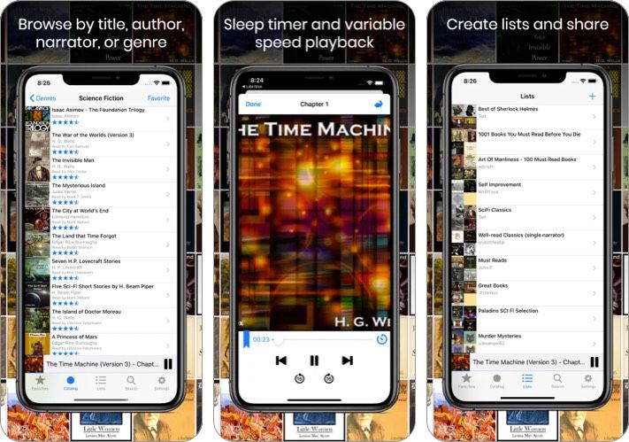 „librivox“ garso knygos „iphone ipad“ programos ekrano kopija