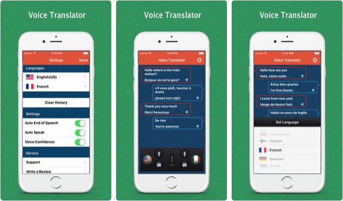 „Voice Translator-Speech Trans iPhone“ ir „iPad“ programų ekrano kopija
