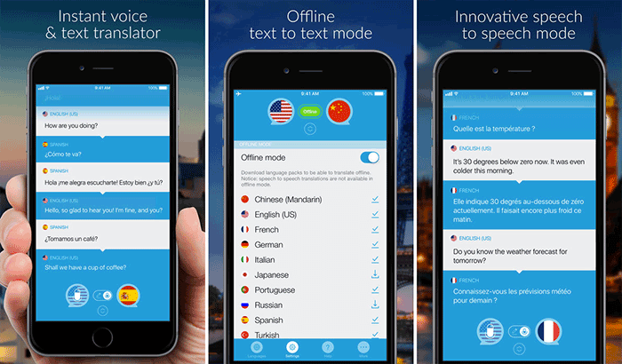 „Speak and Translate iPhone App“ ekrano kopija