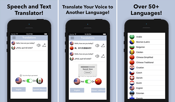 „Language Translator Pro iPhone“ ekrano kopija