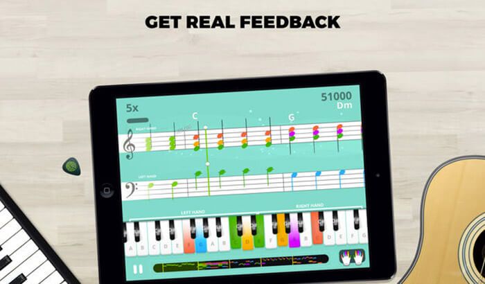 Yousician gitar, piano og bass læring iPhone og iPad App skjermbilde