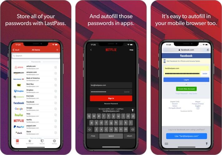 snimka zaslona aplikacije za iphone lastpass lozinke