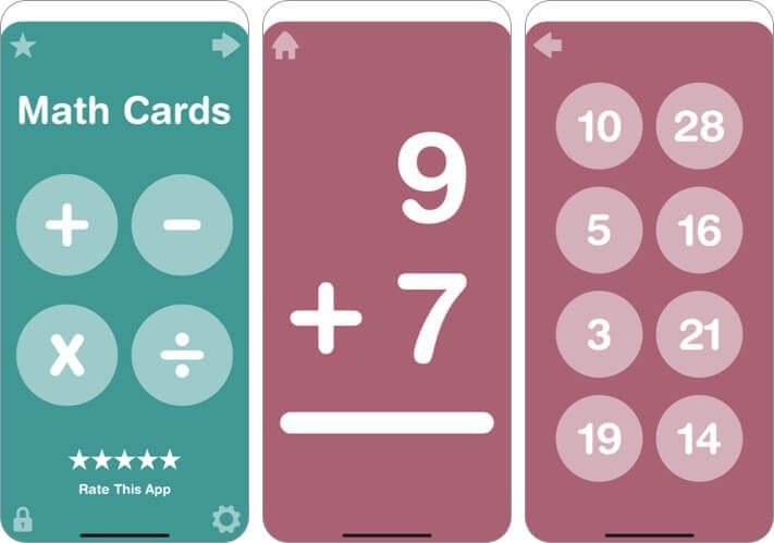 grandes cartões de memória de matemática para imagens de aplicativos de iphone e ipad infantis