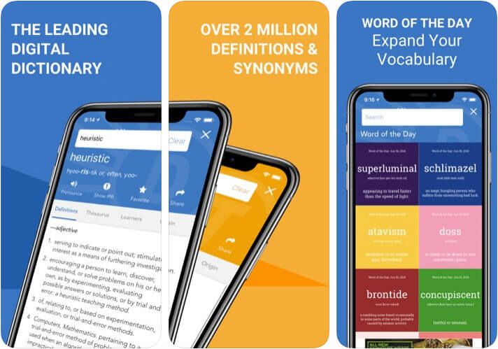 Dictionary.com tezauro „iOS“ programų ekrano kopija