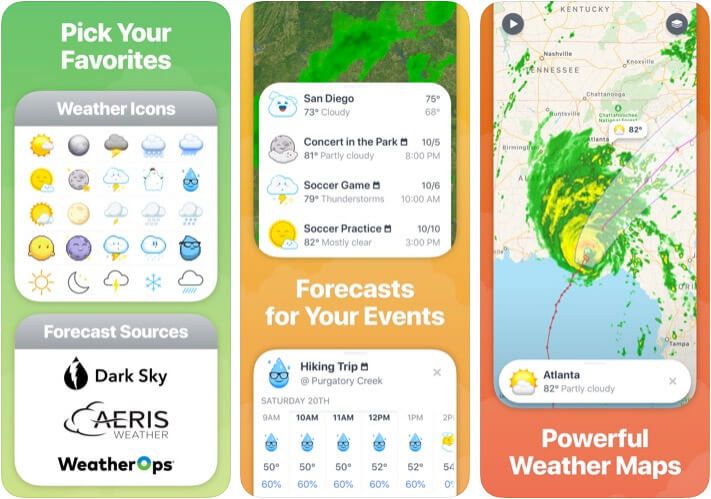 Weather Up iPhone und iPad Screenshot der lustigen Wetter-App