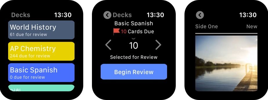 Smartcards beabstandete Wiederholung Apple Watch App Screenshot