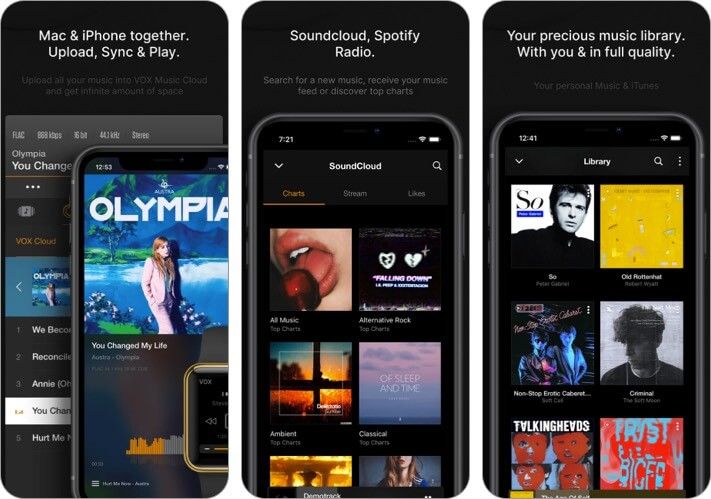 VOX musikkspiller-app for skjermbilde for iPhone og iPad