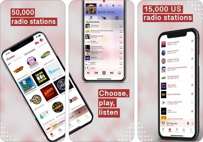 screenshot aplikácie mytuner radio iphone a ipad