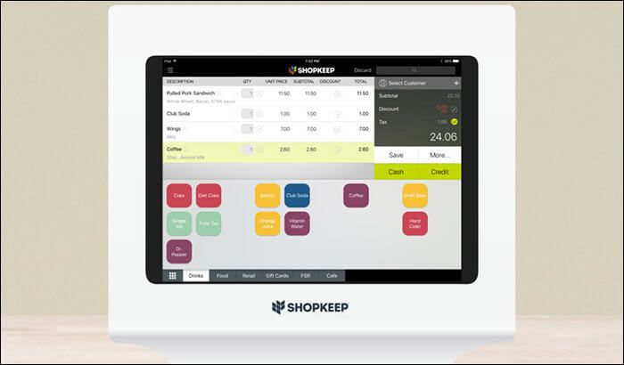 ShopKeep iPhone og iPad POS-skærmbillede
