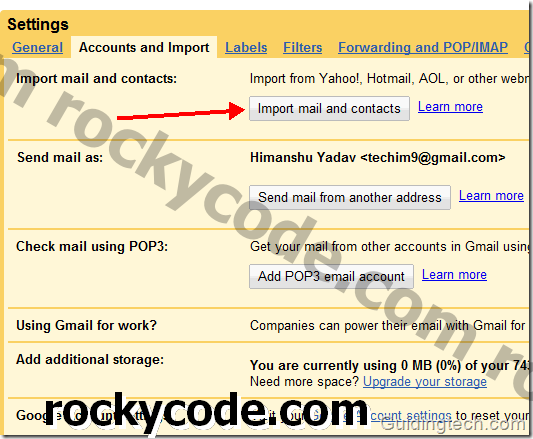 Com importar correus electrònics i contactes de Yahoo / Hotmail a Gmail