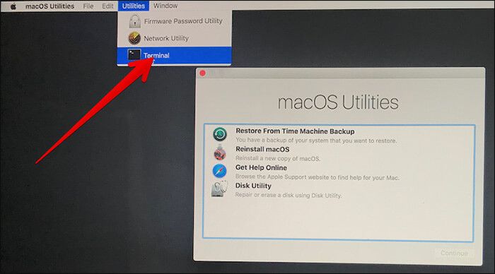 V systému Mac klikněte na Terminal v nabídce Utility