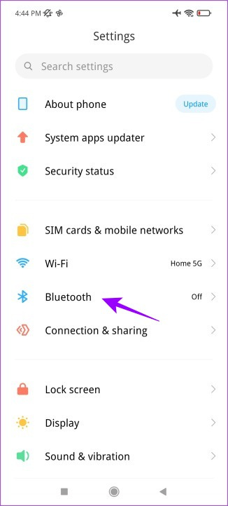   Otvorite Bluetooth izbornik u aplikaciji Postavke