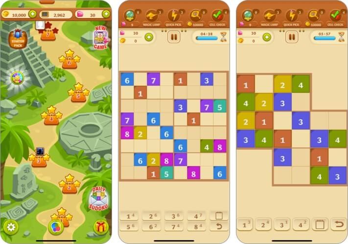 „Sudoku Quest Color“ „Soduku“ žaidimo „iPhone“ ir „iPad“ žaidimo ekrano kopija