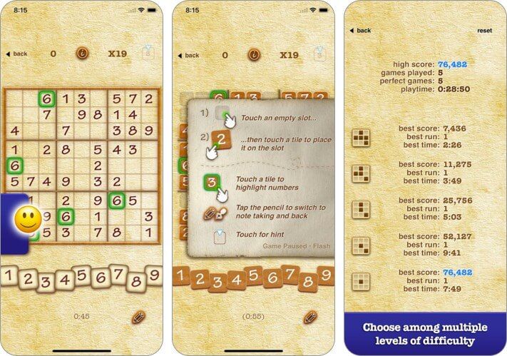 „Sudoku by PeopleFun CG iPhone“ ir „iPad“ žaidimų ekrano kopija