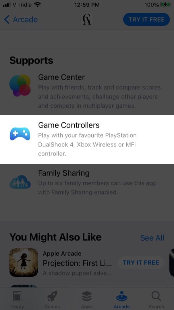 Überprüfen Sie den Gamecontroller-Support im Support-Bereich im Apple Arcade-Spiel auf dem iPhone