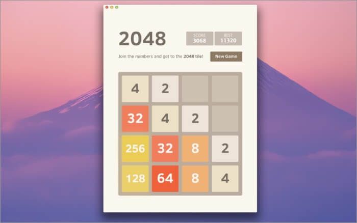 2048 spill gratis mac app skjermbilde