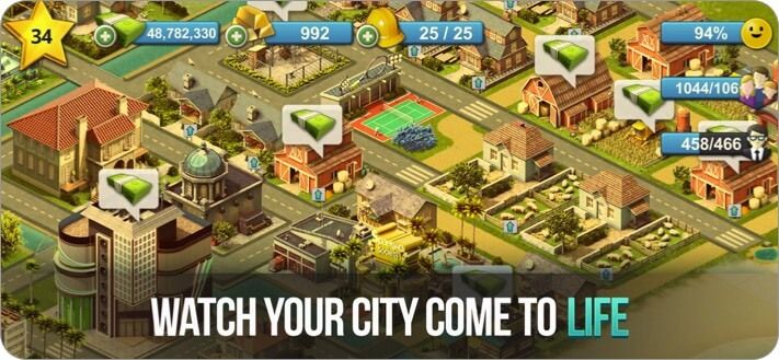 city ​​island 4 simulering by iPhone og iPad bybildespill skjermbilde
