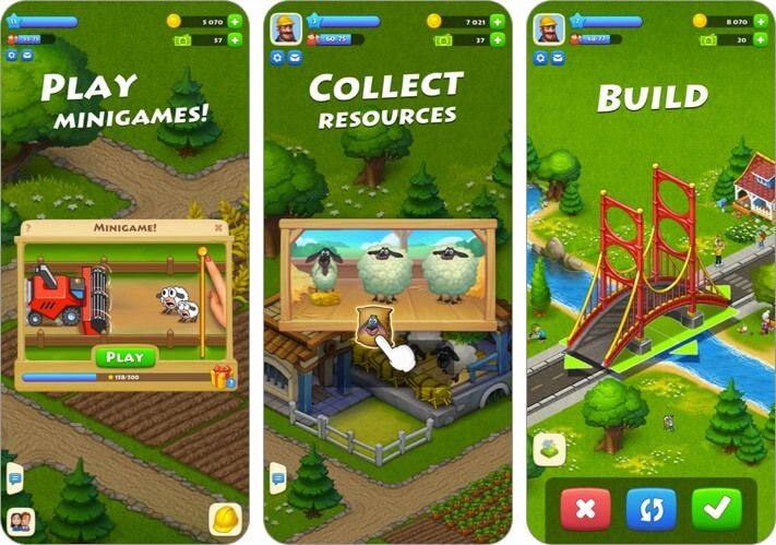 captura de pantalla del joc de construcció de ciutats per a iPhone i iPad