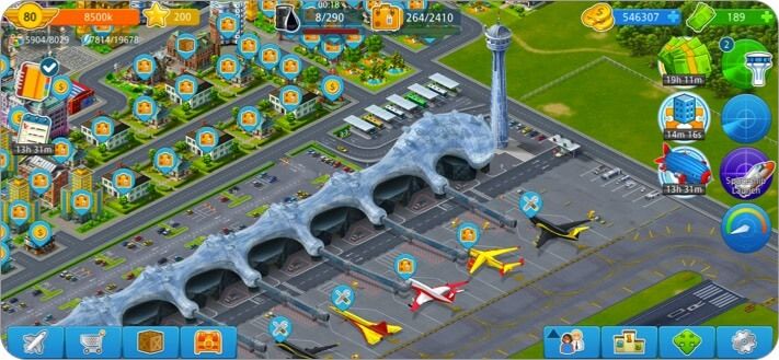 Airport City iPhone og iPad City Building Game Skjermbilde