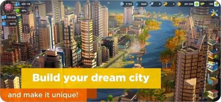 captura de pantalla del joc de construcció de ciutats iphone i ipad simcity buildit