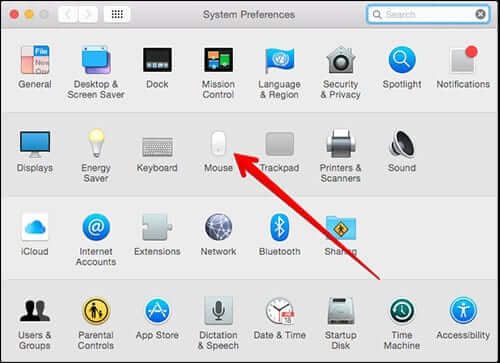 Klikk på Mus i Mac OS X Systemvalg