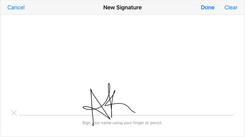 Tryk på Udført på iPhone eller Mac for at gemme signaturen