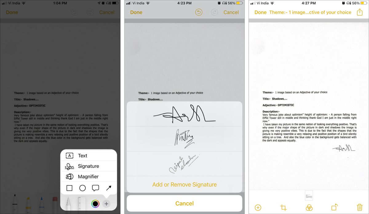 Underskriv et scannet dokument på iPhone ved hjælp af Notes-appen