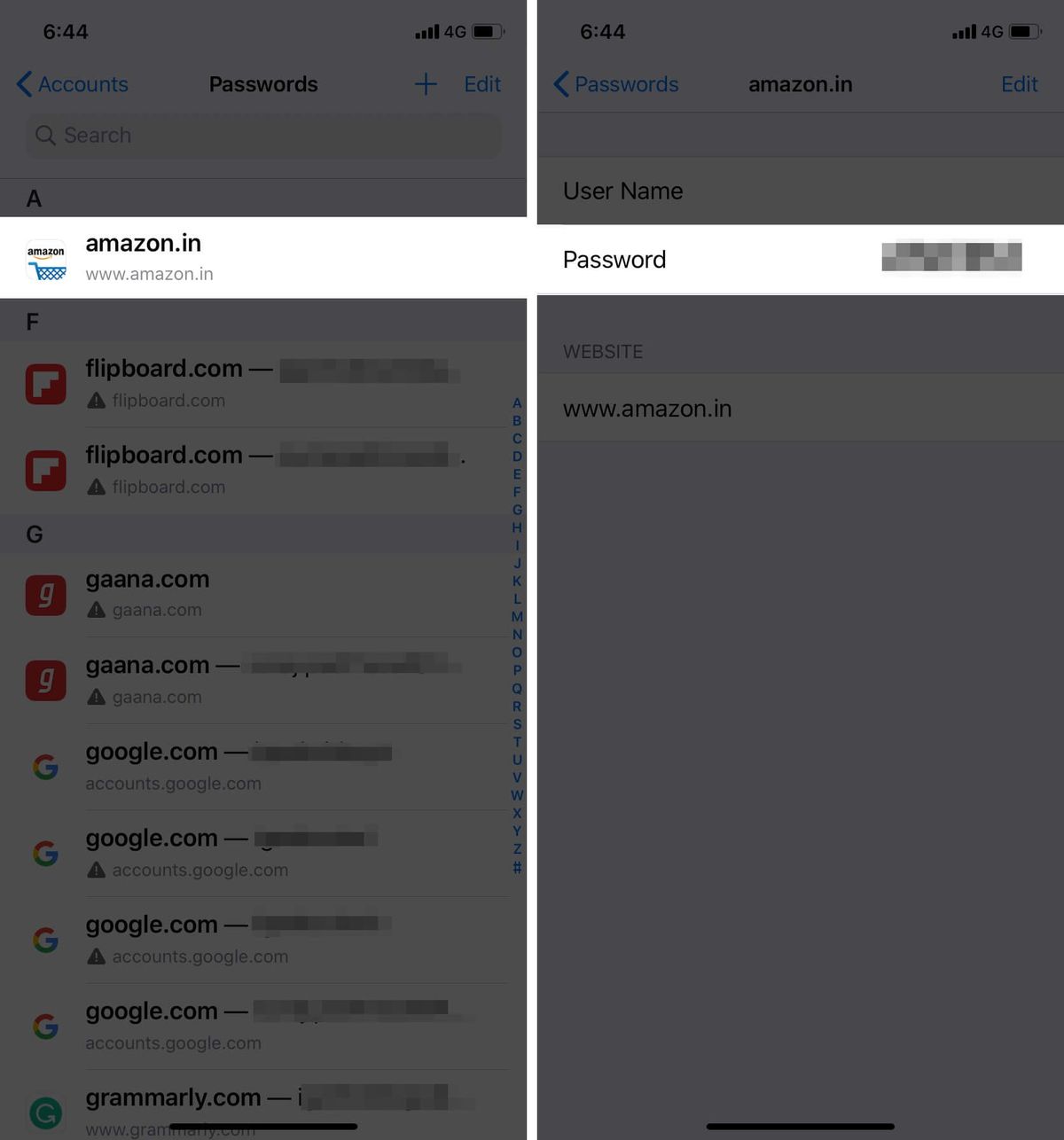 Vis lagrede passord i Safari på iPhone