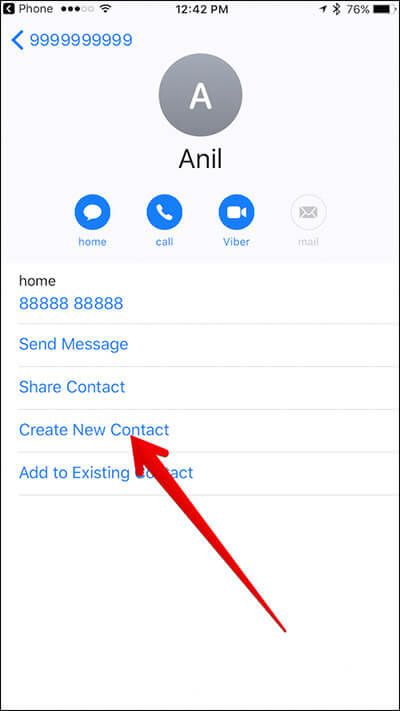 Trykk på Opprett ny kontakt på iPhone